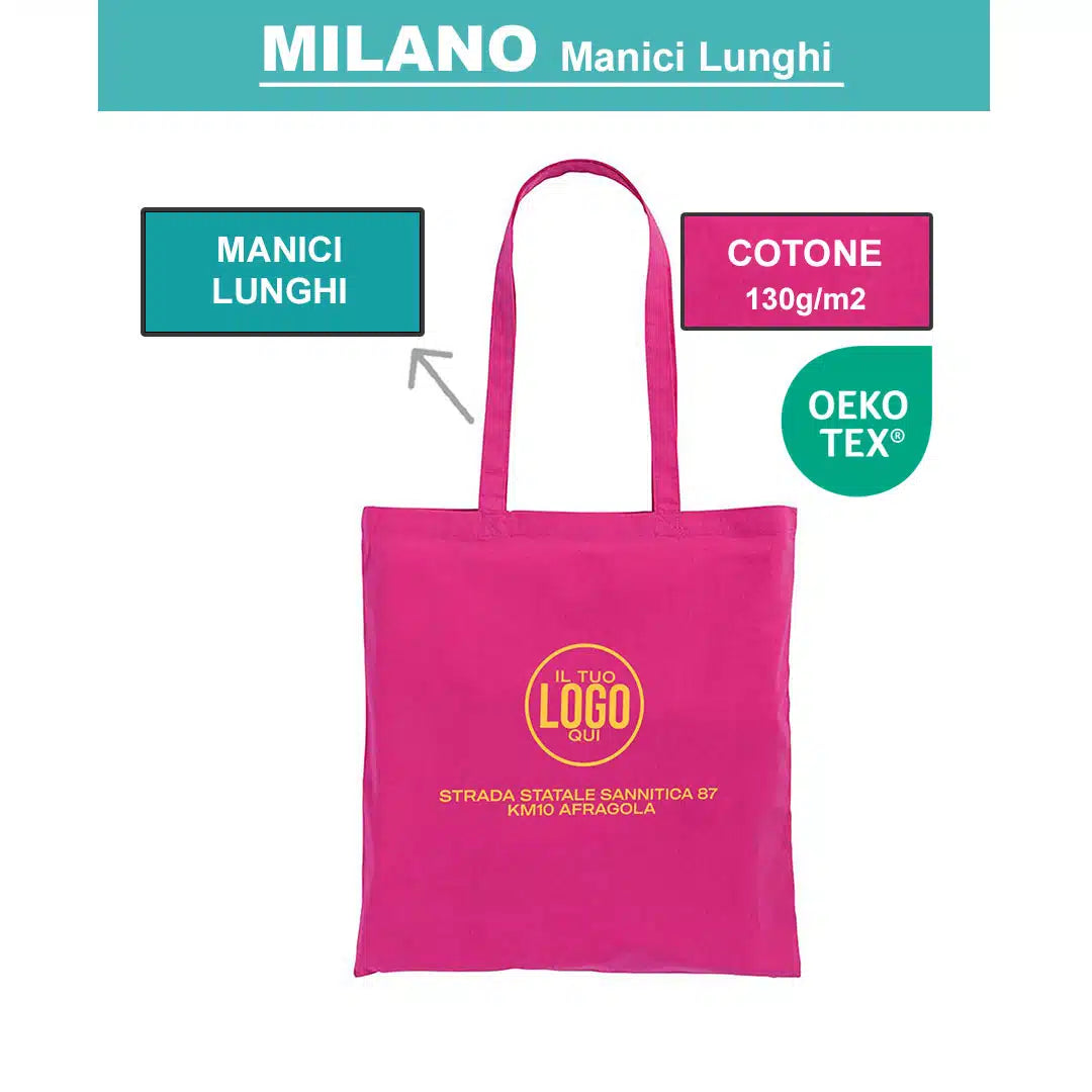 Shopper in COTONE 130 g/m2 con Manici Lunghi in cotone - MILANO