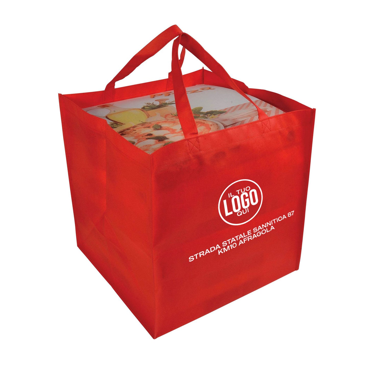Shopper porta pizza in TNT cucito con Manici Lunghi - BRUNICO