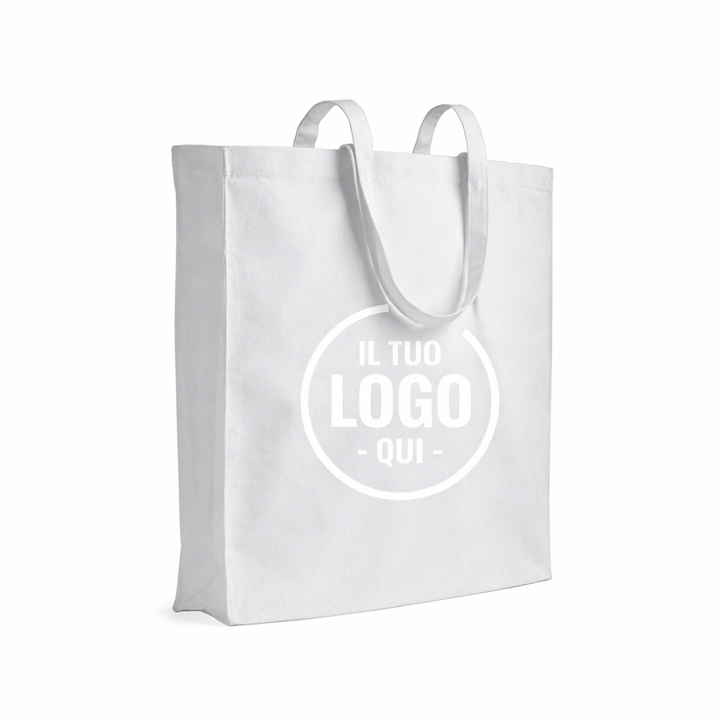 Shopper in cotone 180 g/m2, manici lunghi e soffietto - ROMA
