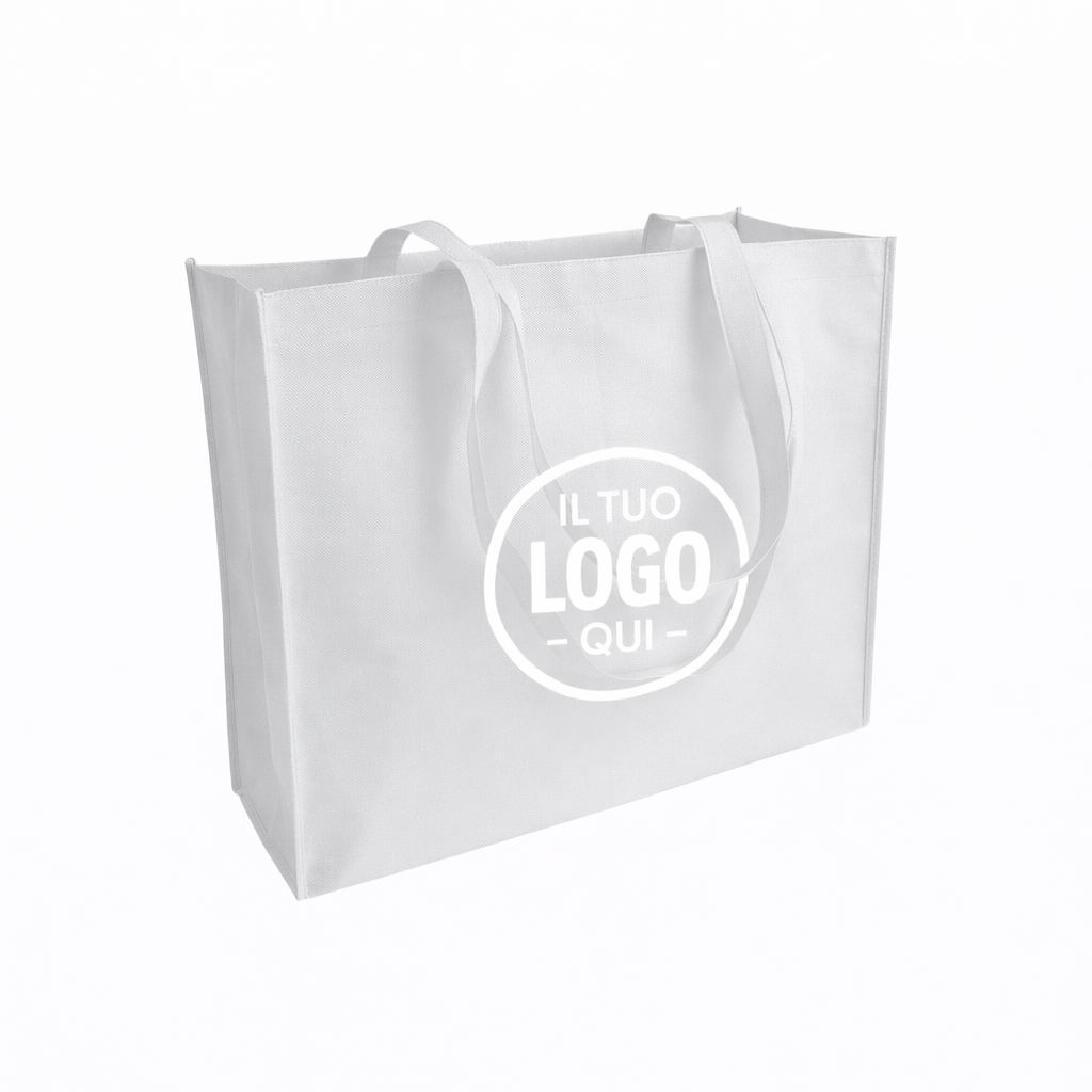 Shopper con soffietto in TNT cucito, manici lunghi - GRESSONEY