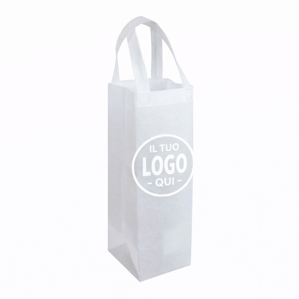 Shopper porta bottiglia in TNT 100 g/m2 termosaldato, manici corti - BARBERA