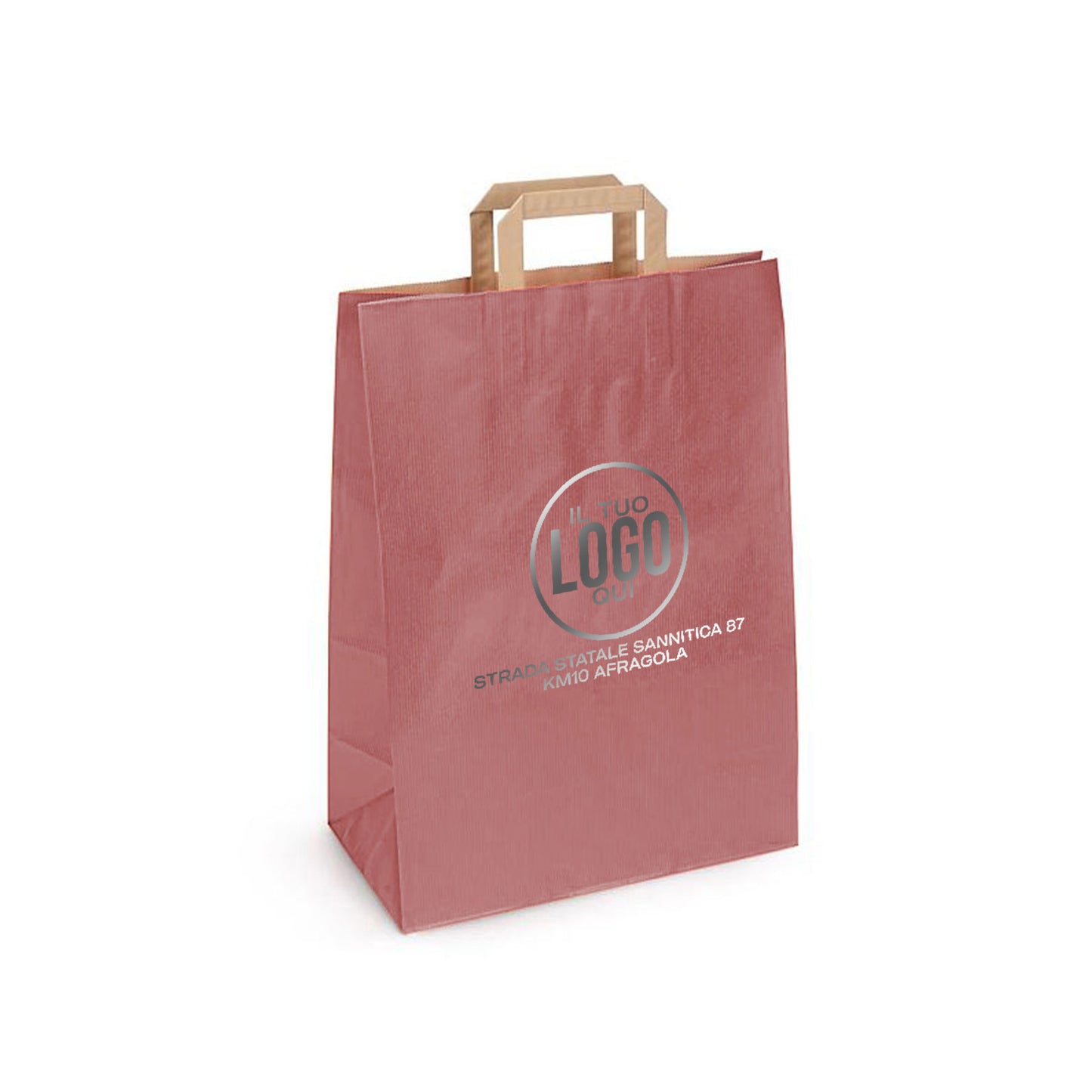 Shopper In Carta Avana con fondo e Manico Piattina Avana - KOLORAV -