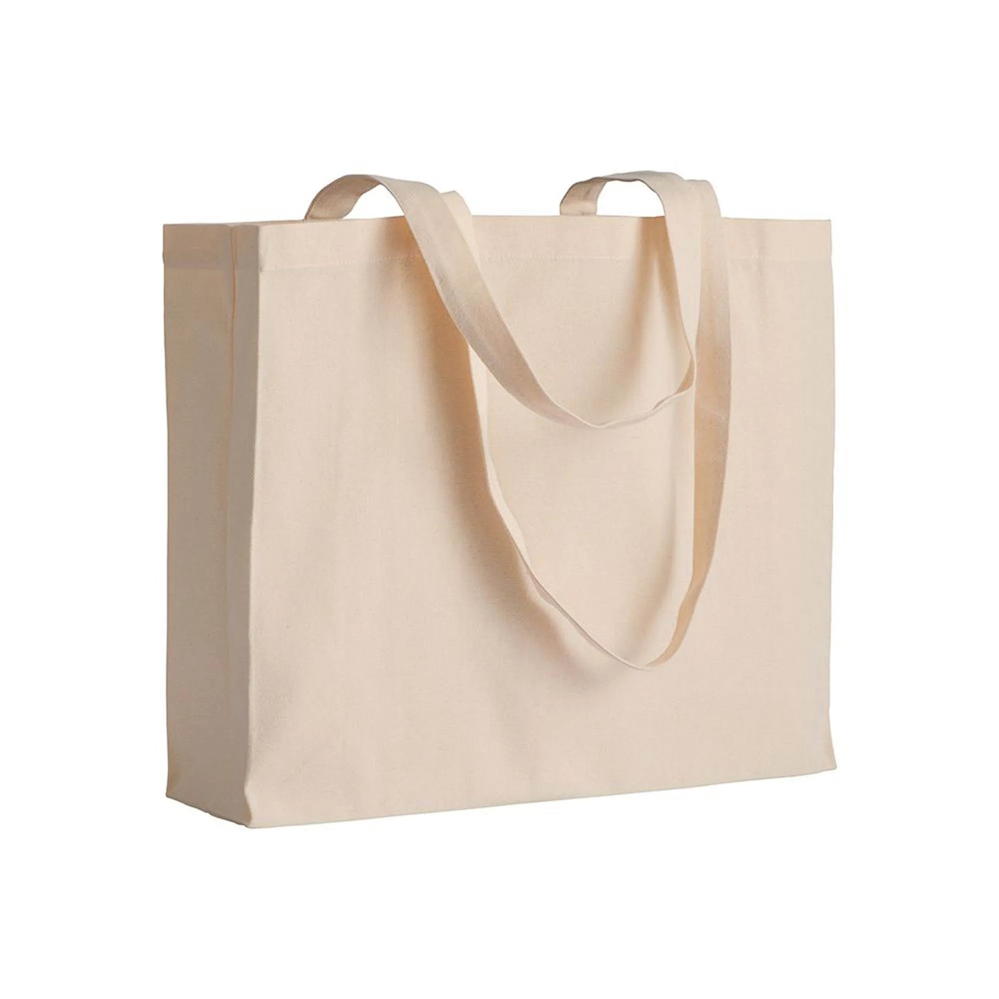 Shopper con soffietto in cotone 200 g/m2, manici lunghi - PERUGIA