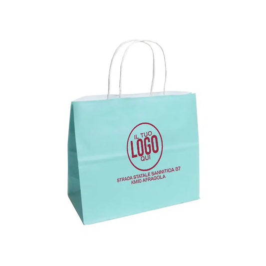 Shopper In Carta Kraft colore naturale con Manico Cordino ritorto bianco - KOLORNAT