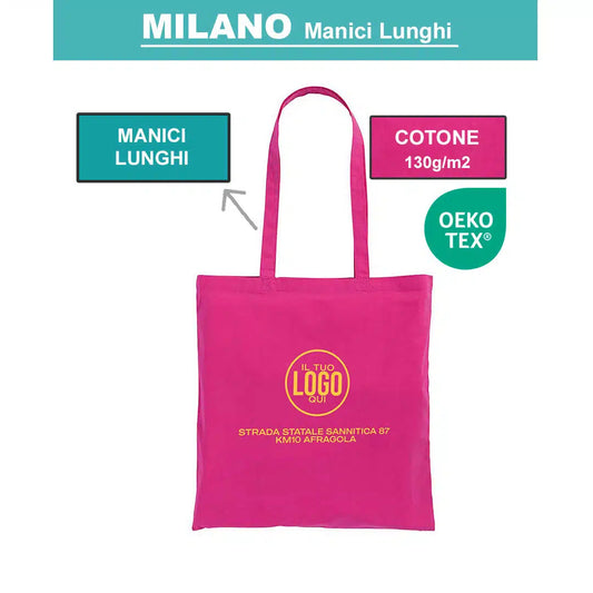 Shopper in COTONE 130 g/m2 con Manici Lunghi in cotone - MILANO
