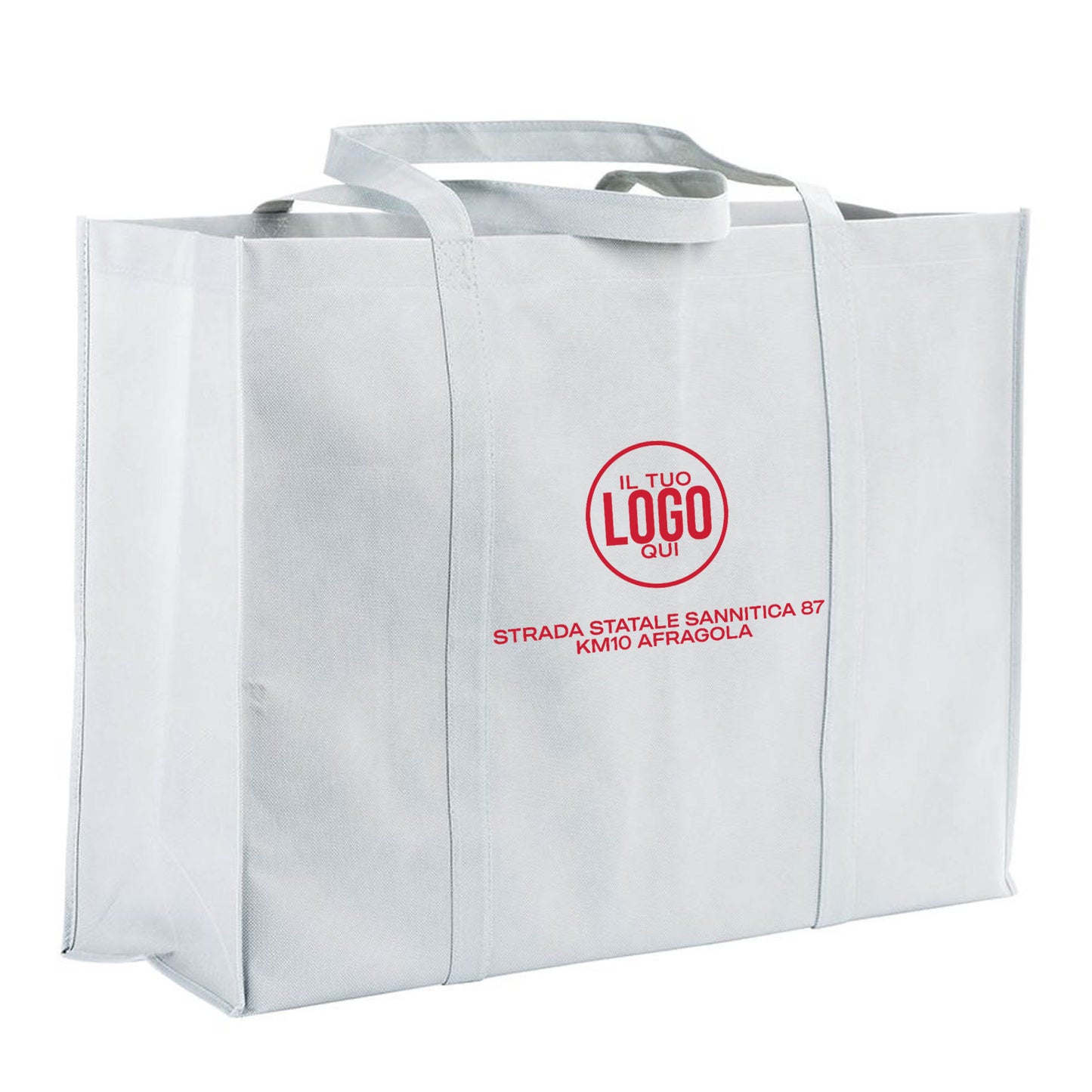 Shopper MAXI in TNT cucito colore BIANCO con Soffietto e Manici Lunghi - DOLOMITI
