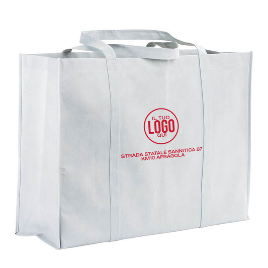Shopper MAXI in TNT cucito colore BIANCO con Soffietto e Manici Lunghi - DOLOMITI