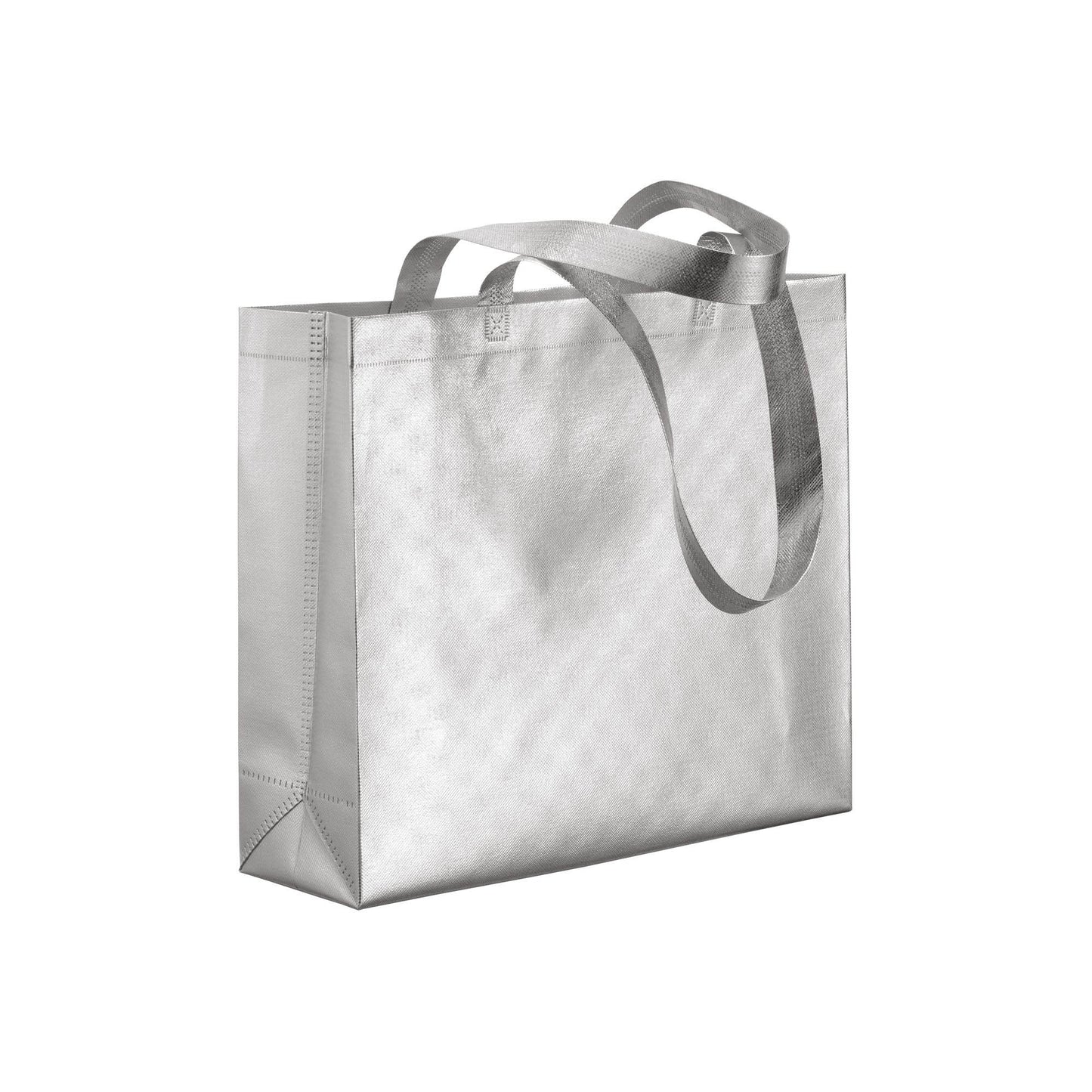 Shopper in TNT laminato metallizzata, manici lunghi e soffietto - TONALE