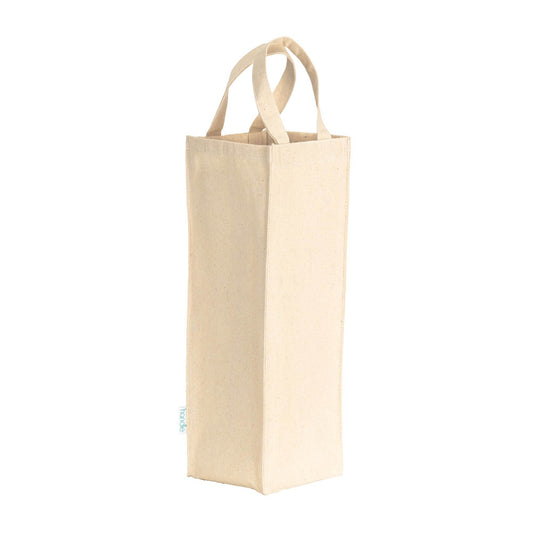 Borsa porta bottiglia singola in cotone riciclato da 250 g/m2, dotata di manici corti - FRANCIACORTA