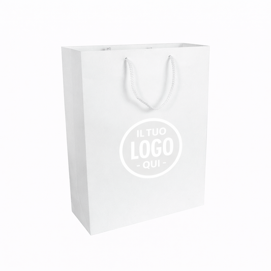 Shopper con soffietto in carta laminata opaca 157 g/m2 con rinforzo alla base, maniglie in cordino - CREMONA S