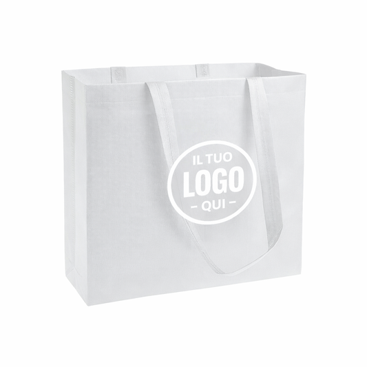 Shopper in TNT laminato, manici lunghi e soffietto - AOSTA