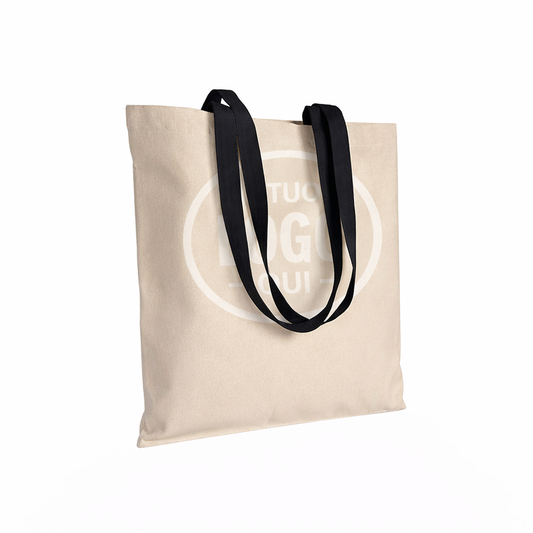 Shopper in cotone naturale 220 g/m2, manici lunghi colorati - NORCIA