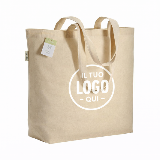 Shopper in cotone biologico con manici lunghi e soffietto alla base - CAORLE