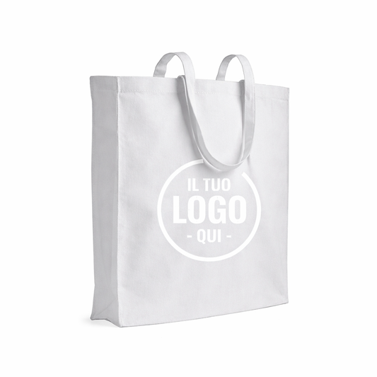 Shopper in cotone 180 g/m2, manici lunghi e soffietto - ROMA
