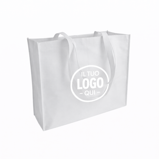 Shopper con soffietto in TNT cucito, manici lunghi - GRESSONEY