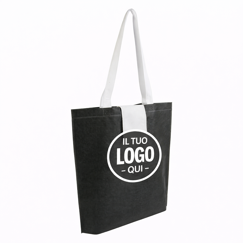 Shopper ripiegabile in TNT 80 g/m2 termosaldato, manici corti - CANAZEI