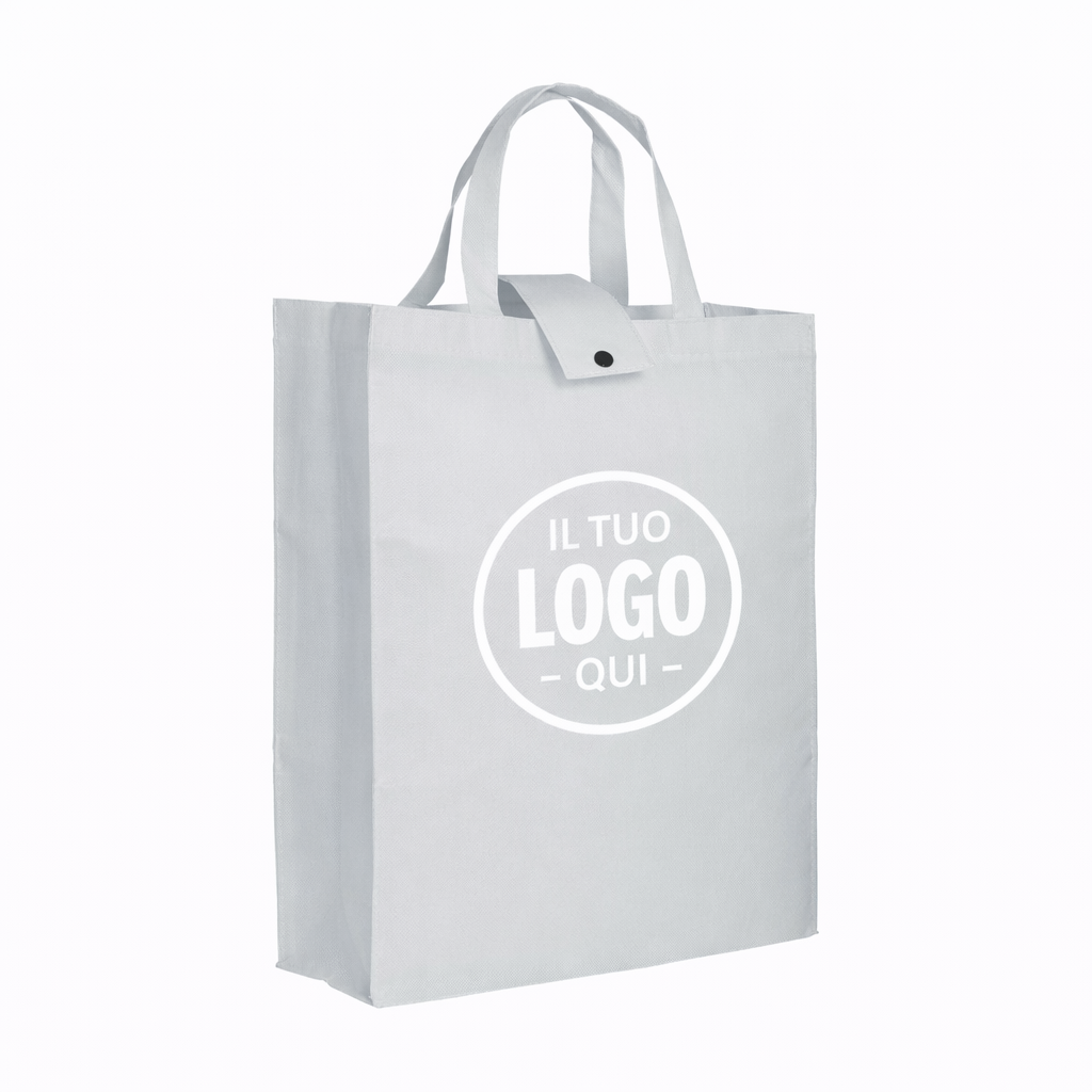 Shopper ripiegabile con soffietto in TNT 80 g/m2, manici corti - MOENA