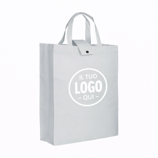 Shopper ripiegabile con soffietto in TNT 80 g/m2, manici corti - MOENA