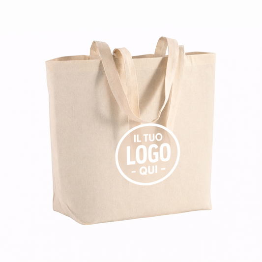 Shopper con soffietto alla base in cotone 135 g/m2, manici lunghi - OSTUNI