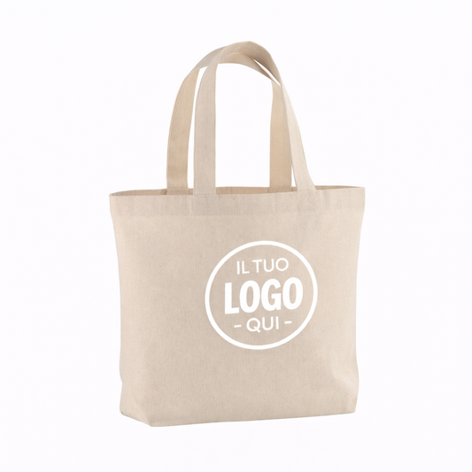 Shopper con soffietto alla base in cotone 120 g/m2, manici corti - MATERA