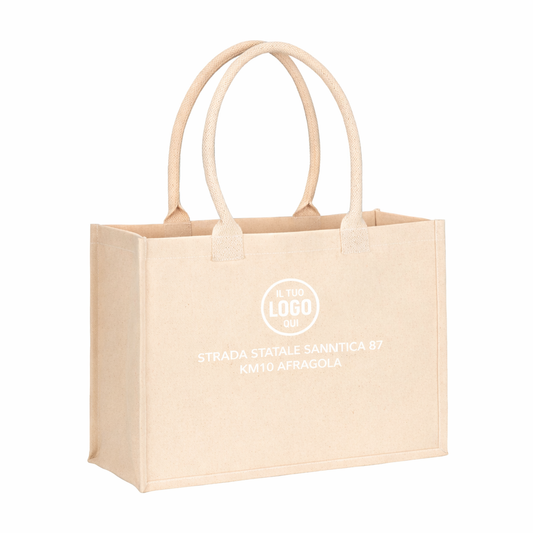 Shopper in cotone laminato da 300 g/m2, dotata di soffietto e manici lunghi - PALERMO