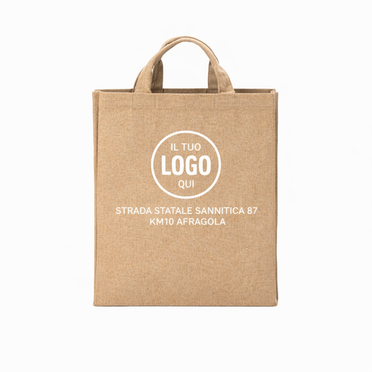 Shopper con soffietto in cotone riciclato 280 g/m2, con doppi manici - PONZA