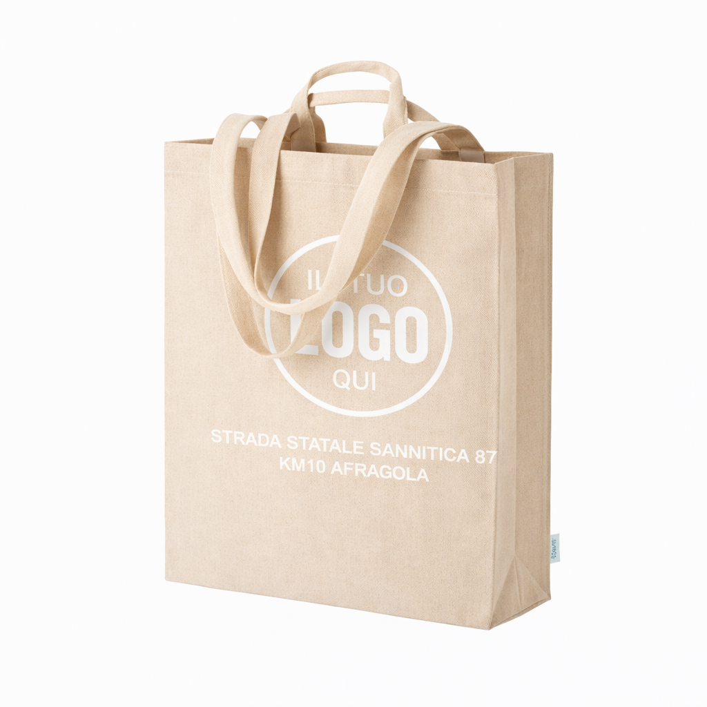 Shopper con soffietto in cotone 220 g/m2, con doppi manici - POMPEI