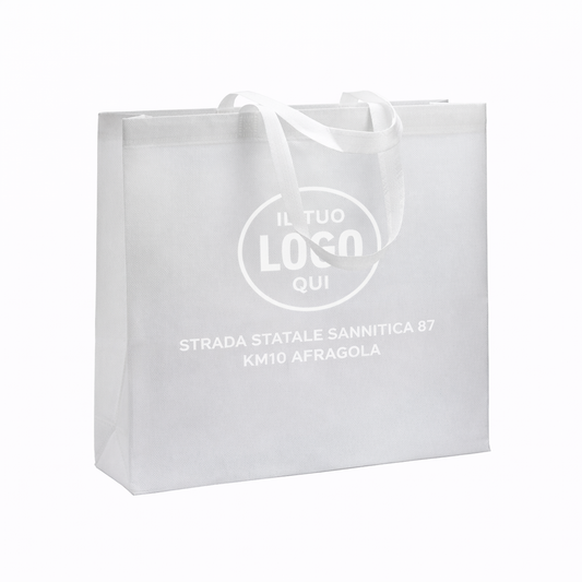Shopper termosaldata con soffietto in R-pet  80 g/ m2, manici lunghi - DERVIO