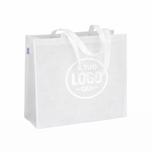Shopper con soffietto in R-pet 80g/m2 , manici lunghi - ARONA