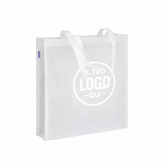 Shopper in R-pet 80 g/m2 con soffietto e manici lunghi - SIRMIONE