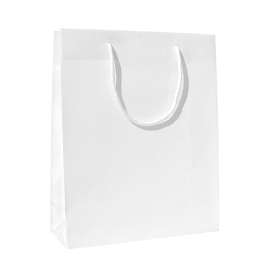 Shopper in Carta Patinata plasticazione lucida, con Manico in Cotone, interno rinforzato e cartone di rinforzo sul fondo. - LUX