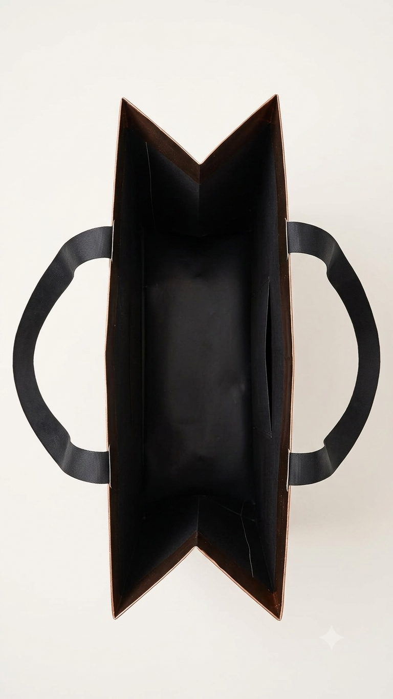 Shopper rame mirror effect interno nero, manico gros grain - MIRROR EFFECT