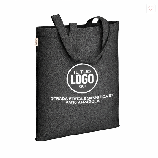 Shopper in cotone riciclato 300 g/m2 con effetto melange con manici lunghi - RIOMAGGIORE