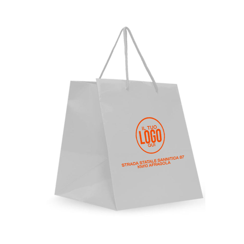 Shopper in carta kraft plastificata lucida manico cotone - TAKE AWAY LUX -