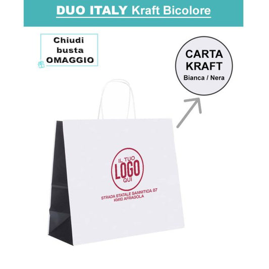 Shopper in Carta Kraft Bicolore e Maniglia ritorta - DUO ITALY -