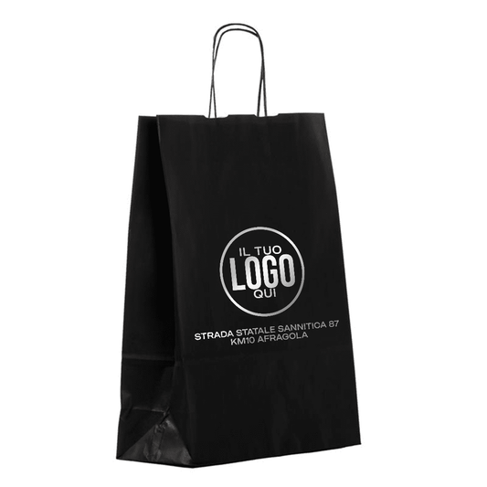 Shopper in carta Kraft Rosso, Manico Cordino in tinta ed interno bianco taglio vivo - SPRING
