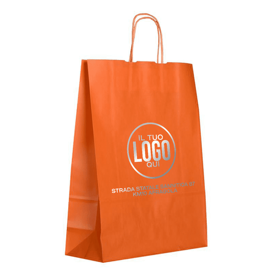 Shopper in carta Kraft Rosso, Manico Cordino in tinta ed interno bianco taglio vivo - SPRING