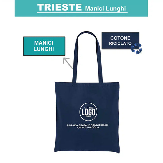 Shopper in COTONE riciclato 120 g/m2 con Manici Lunghi in cotone - TRIESTE