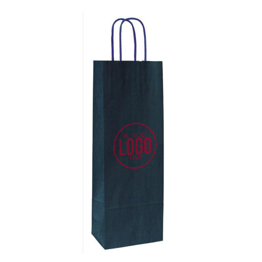 Shopper Carta Kraft millerighe Sealing lato ruvido e taglio vivo con Manico Cordino - WINE